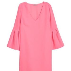 Pink Dress with Trumpet Sleeves